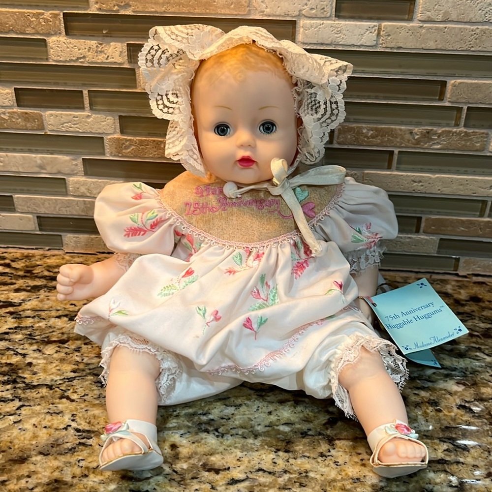 75th Anniversary Haggable Huggums baby doll with tag and box
